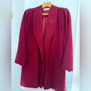 Elegant Vintage Red Women's Coat midi length